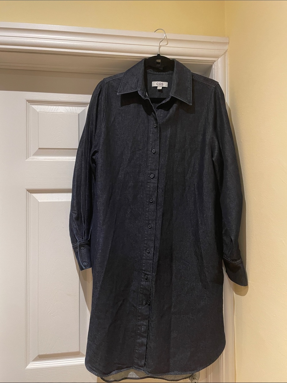 COS Elevated NormCore Minimalist Dark Denim Shirt Dress